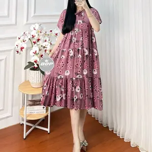 DRESS LIVY daster susun rayon motif bunga adem lembut bahan jatuh