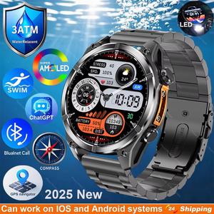 2025 New Watch AMOLED Smart Watch for Men and Women Touch Display Bluetooth Calling Play Music Heart Rate Monitoring Health Reminders  Available Date 2025 For Android IOS Phone