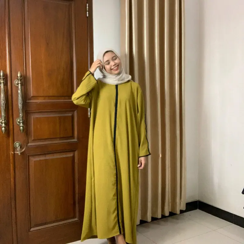 Abaya Aisyah Crinkle airflow premium wanita kekinian formal Muslim Basic Gamis 2