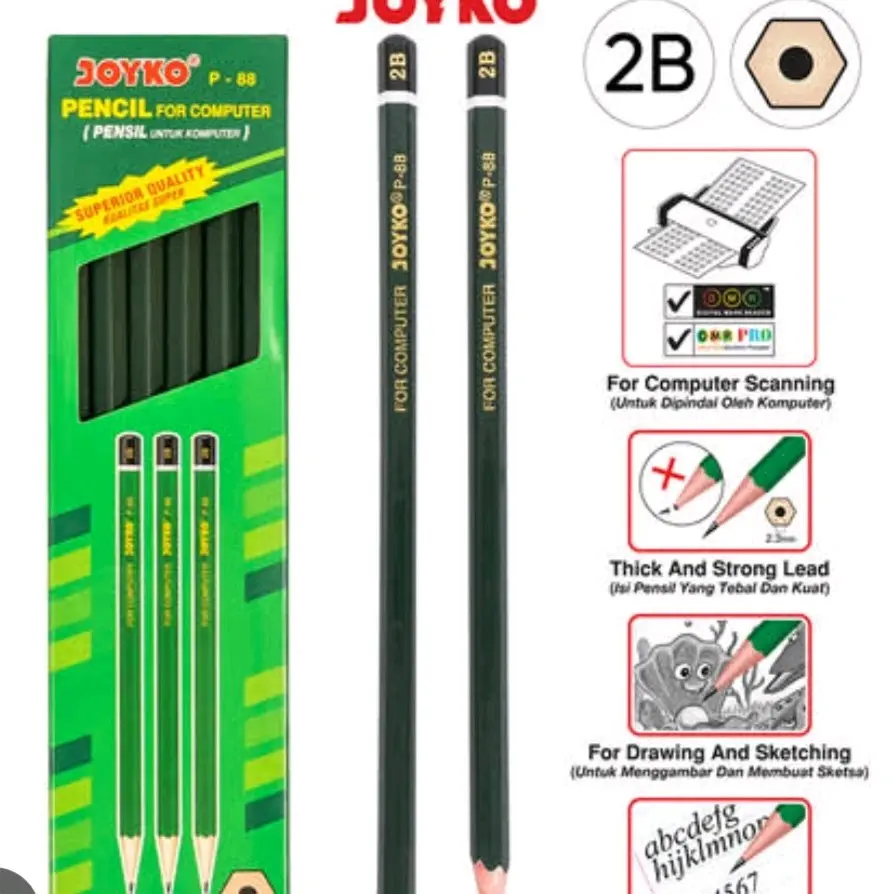 Pensil Joiko 2B, Isi 12 pcs, 1 Paket, Alat Tulis - Stationery