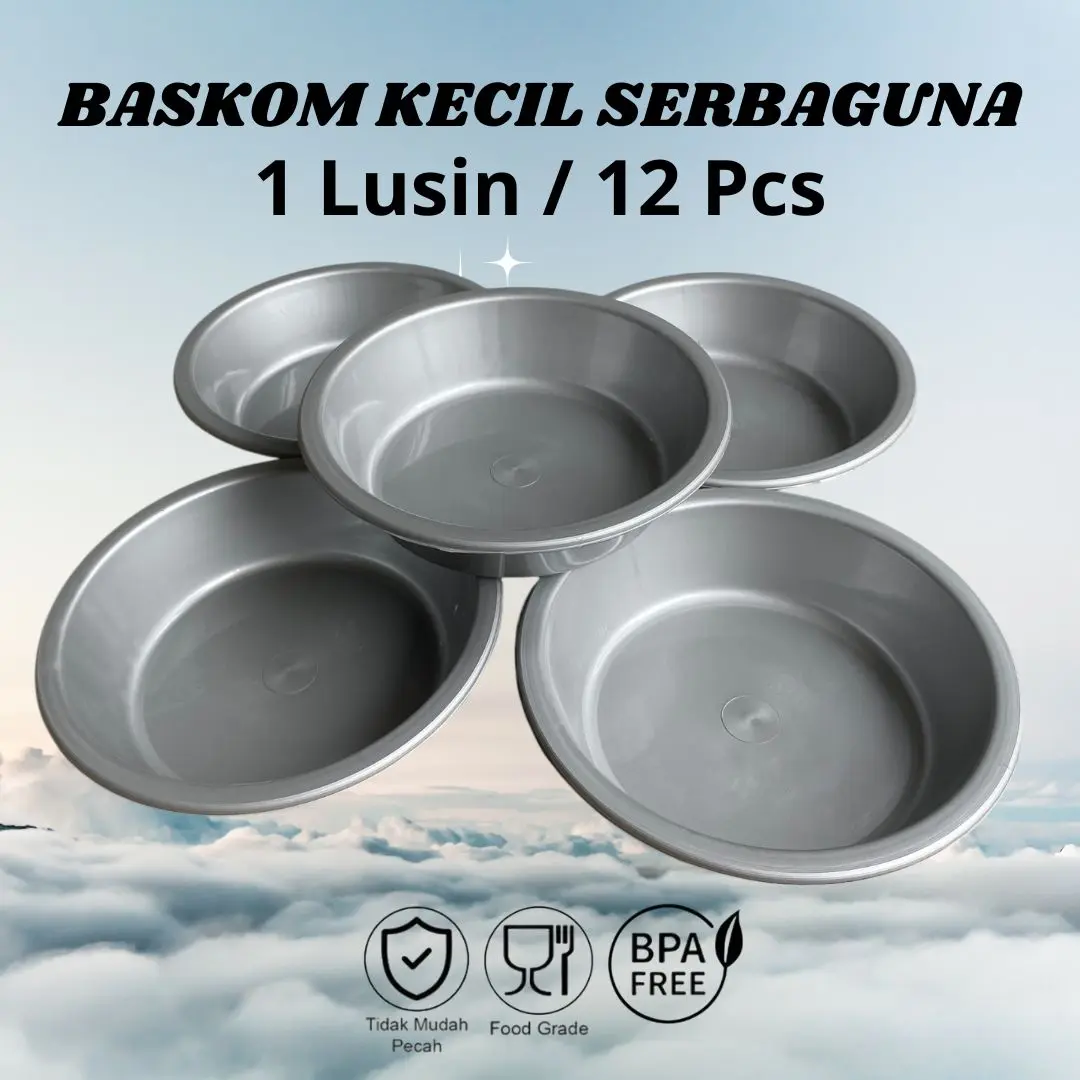 1 Lusin (12 Pcs) Baskom Abu Plastik Kecil / Baskom Serbaguna / Loyang 16 / Wadah Air