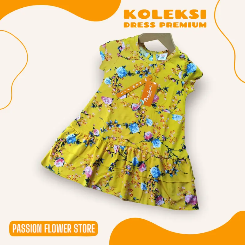 DRESS ANAK PEREMPUAN PREMIUM LENGAN PENDEK BY PASSION FLOWER  Anak-Anak USIA 1-8 TAHUN Katun 6