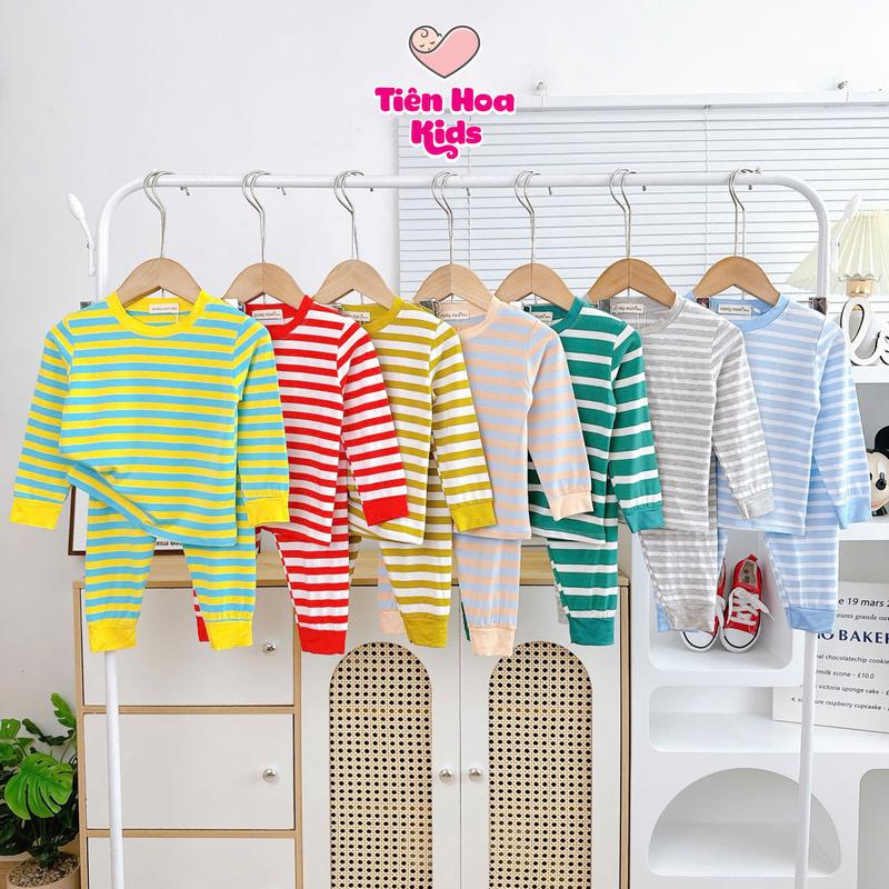 [Bé 7-40kg] Bộ Quần Áo Dài tay Thun Lạnh Sọc Dệt Mềm Mịn Mát Cho Bé Trai Bé Gái Mặc Ngủ Đi Chơi