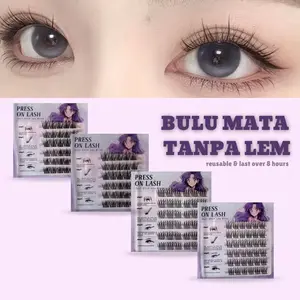 Bulu Mata Palsu Tanpa Lem Premium Fake Eyelashes Press On Lash Bulumata Soft Glam Wispsie Russian Long Korean Natural Reusable Tahan 8 Jam - Box