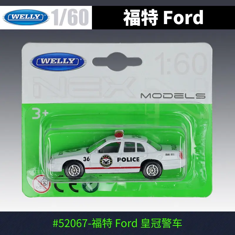 Welly 1:60 1999 Ford Crown Police Car Airport Bus Model Toy Collection Display Piece Gift