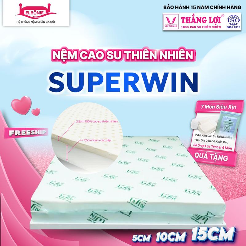  Nệm Cao Su Thiên Nhiên Super Win Thắng Lợi Đệm Thiên Nhiên Độ Êm Và Độ Đàn Hồi Cao Bảo Hành 15 năm 