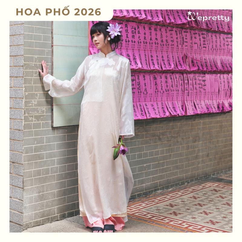   BST Tết 2026  Áo dài Diên Vỹ AD02 Áo ngũ thân gồm Áo dài tơ hoa phối cùng Váy hai dây Lụa và Quần Lụa Satin cao cấp Wepretty Clothes 