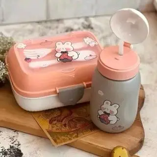 LUNCH BOX SANRIO KOTAK MAKAN PLUS BOTOL / TEMPAT BEKAL ANAK PAUD / TK Bento Kitchenware Set 8