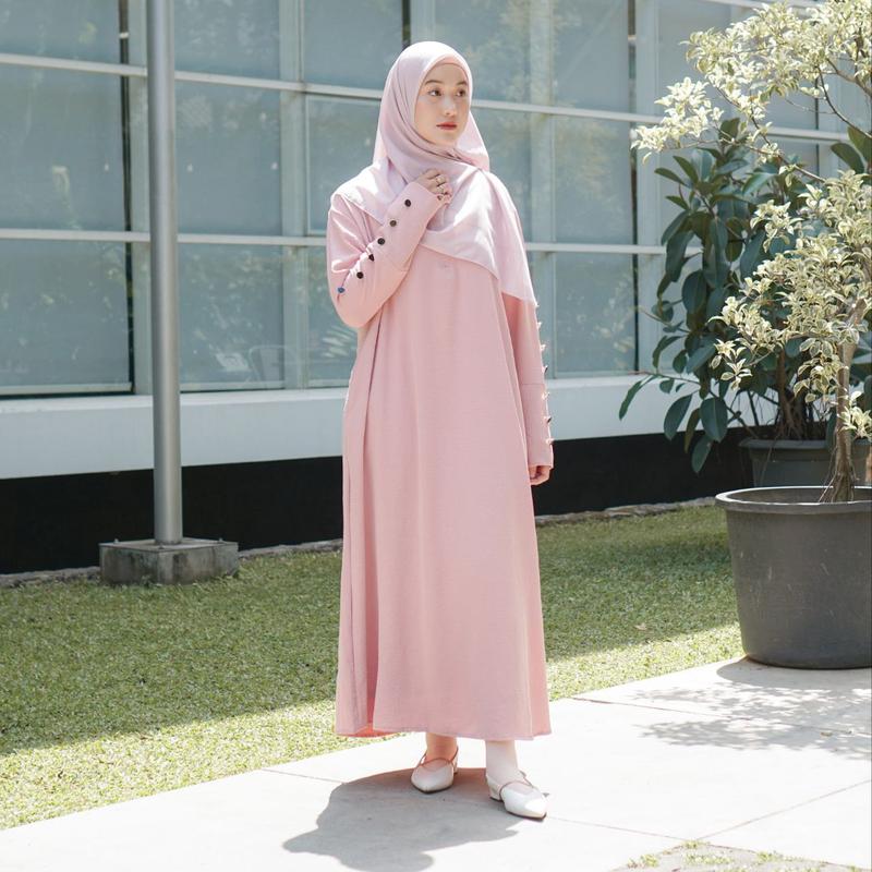 Zulfa Abaya Gamis Simple Wanita Syari Dress Basic Bahan Crinkle Airflow – Bahan Premium untuk Busui dan Wudhu Friendly dengan Model Cuttingan A-Line 8