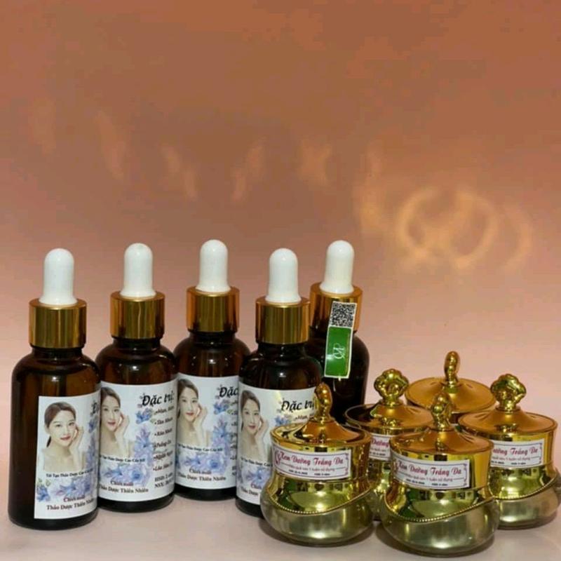 Đặc Vị Serum 5 Chai & Kem Dưỡng Trắng Nhẹ Skincare - Bộ 5 Chai Serum & 5 Cốc Kem Chăm Sóc Da Hiệu Quả