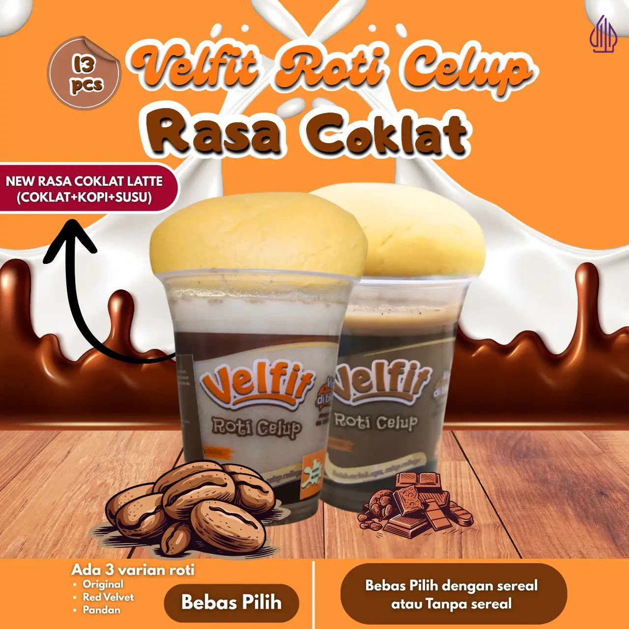 BestSeller 13Pcs VELFIT ROTI CELUP rasa Susu Cokelat untuk Sarapan Sehat