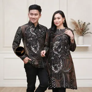 Atasan Tunik Wanita Batik Couple Kemeja Batik Pria (Motif Lemah Teles) Seragam Batik Keluarga Bahan Kain Katun Halus
