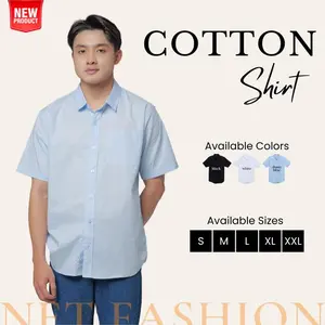Kemeja Katun Lengan Pendek Premium Polos - Short Sleeve Cotton Shirt Pasti Diskon