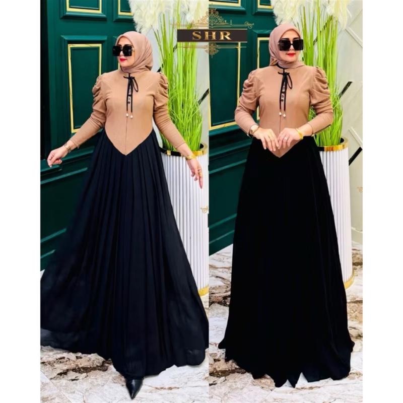 Dress SHR Premium Rajutan LD100/120 PB 140 Model Dada Full Muslim Melar - Formal, Gamis 3