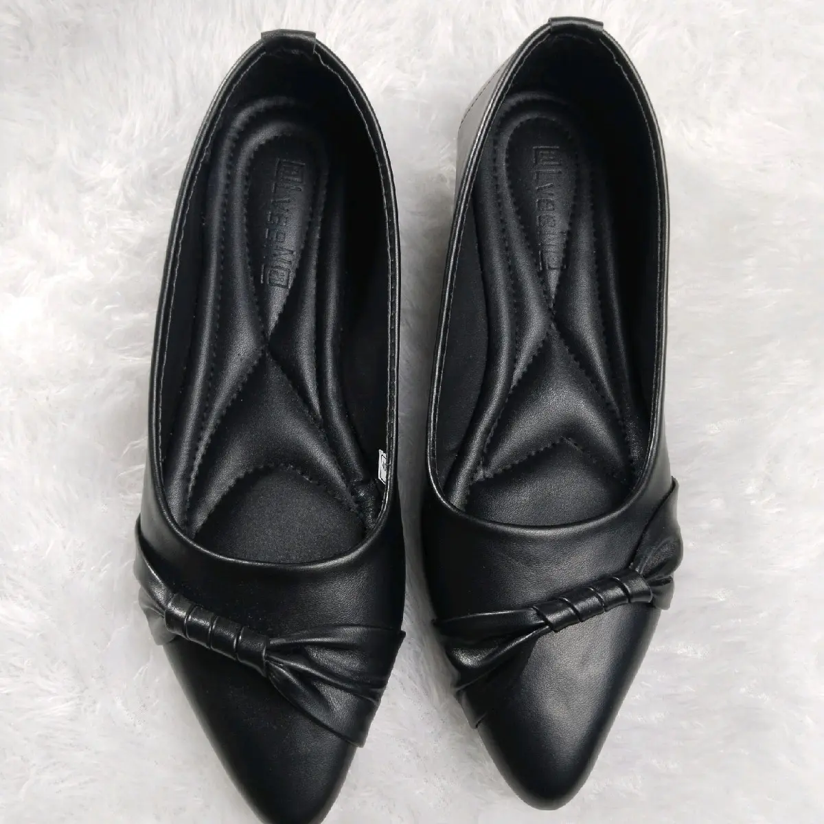 sepatu kerja wanita flat shoes black series 001 premium Casual Sneakers Karet Hitam