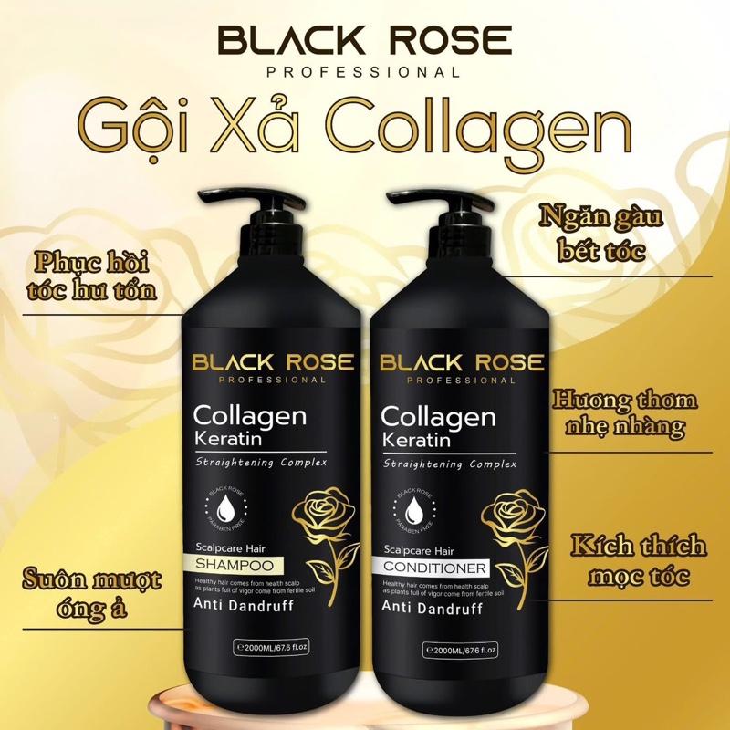 BLACK ROSE dầu gội cao cấp COLAGEN KERATIN  ,dung tích 2000ML/ chai , thơm sang mùi hoa hồng , giảm bết , giảm gàu, kích thích mọc tóc , phục hồi tóc hư tổn khô sơ