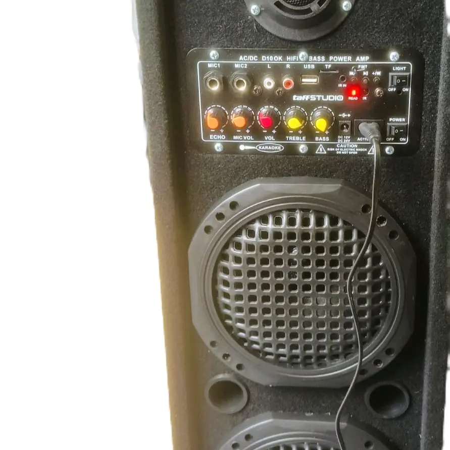 Spiker Aktif 6in dobel ACDC D100K HiFi Bass Power Amp dengan Kontrol Echo Mic Vol Treble Bass untuk Kualitas Suara Terbaik