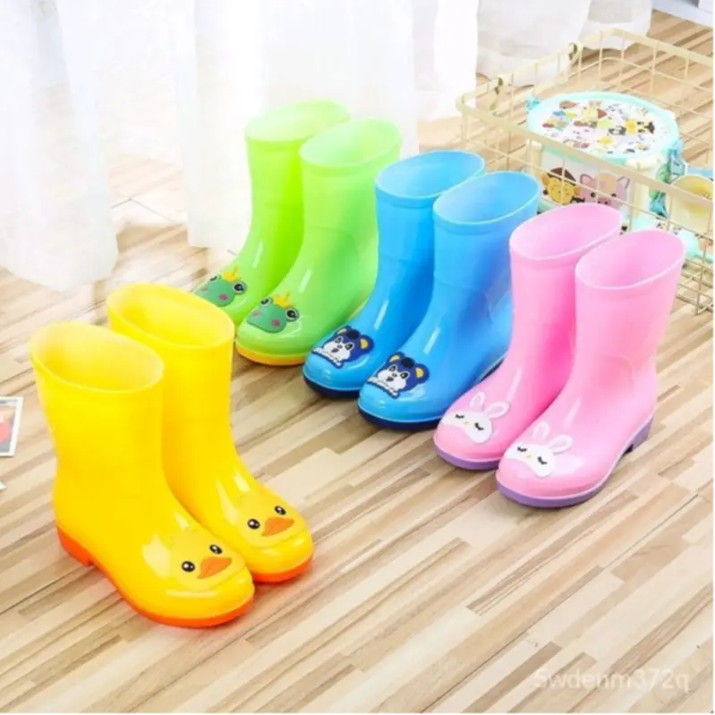 Kids/Teen Boots Waterproof Rain Shoes Rain Boots 4-16yrs Kasut Hujan High-Cut Shoes Material PVC