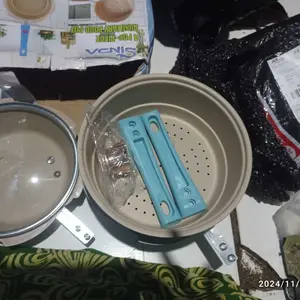 SINDA Panci Set MPASI Anti Lengket 3-in-1 dengan Coating Granite Marbel & Tutup Kaca Diameter 20 cm Ideal untuk Masakan Anak & MPASI