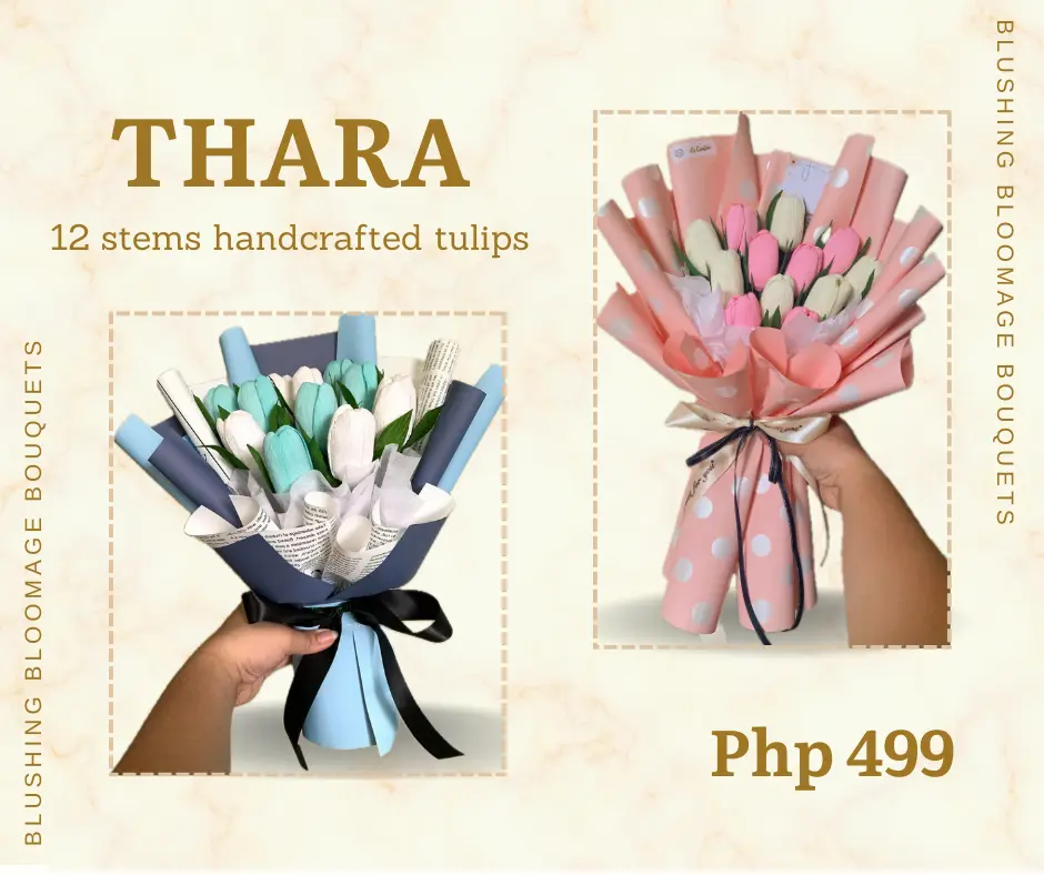 THARA - 12 pcs TULIPS BOUQUET / handmade paper flowers/ / Flower Bouquet / Customized / gift ideas