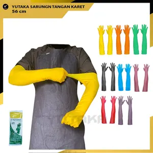 SARUNG TANGAN KARET 56 cm warna orange/ murah sarung tangan karet 56cm - Kuning