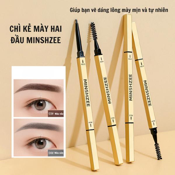Bút Chì Kẻ Lông Mày Hai Đầu, MINSHZEE, Lâu Trôi, Công Thức Không Thấm Nước