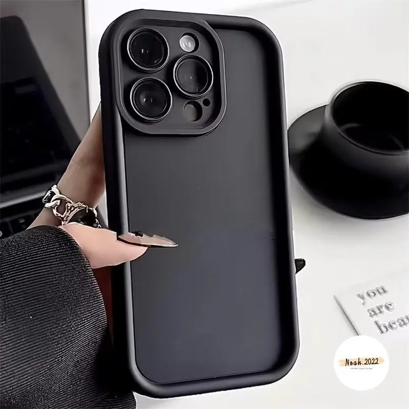 Sarung Warna Pepejal Ringkas untuk Realme C53 C63 C65 C67 C35 C51 C55 C25 C12 C21 C31 C25Y C11 C15 C25s 9i 6i 5i 8I 5s 5 C1 C2 C17 C30 C33 C20 C3 C21Y N53 Penutup Pelindung Kamera Mata Malaikat Kalis Kejutan