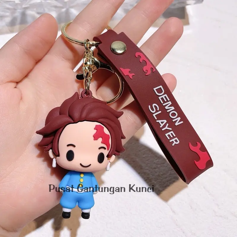 Gantungan Kunci Karakter Lucu Gemoy Demon Slayer Kartun Anime Tas HP Tali Kunci Hadiah Souvenir keychain y2k backpack 4