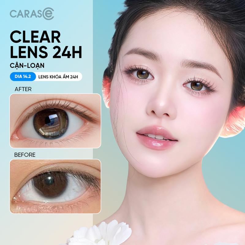  1 chiếc  Kính áp tròng khoá ẩm 24H 1 Tháng Màu Trong Suốt CARASE Lens Cận Loạn Clear 