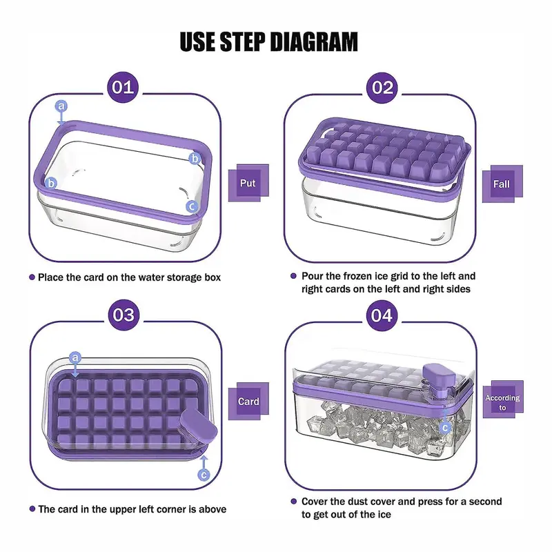 [ASJ] Cetakan Es Batu 32 Grid 2 Tray Wadah Transparan / Ice Cube Maker Press Handle Kitchenware Hijau Ungu 3