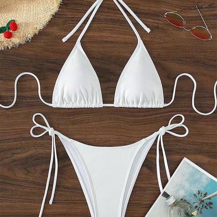 Sét bikini 2 mảnh basic màu đen, trắng, nâu, áo có sẵn mút ngực