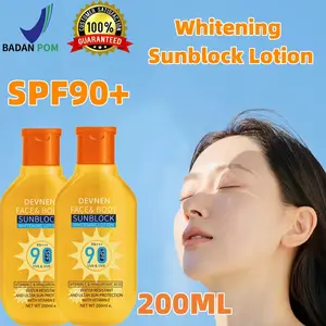 200ML Glowing Up Sunscreen Lotion Whitening Sunblock Lotion SPF90 PA+++ Wajah Badan Sunscreen Protetor and Repair Sunburn UVA/UVB Sun Protection Tahan Air Lightweight Refreshing Waterproof Oil-Free Formula