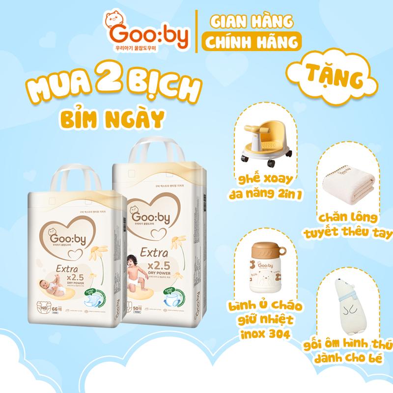 (Combo quà) 2 Bịch Tã/bỉm Gooby Extra mềm mại, chống tràn, siêu thấm hút đủ size cho bé 4-30KG