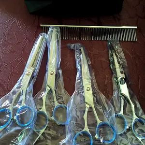 Gunting Kecantikan Hewan Peliharaan Gunting Grooming Lengkung Curve 5 Set Scissors For Anjing Kucing