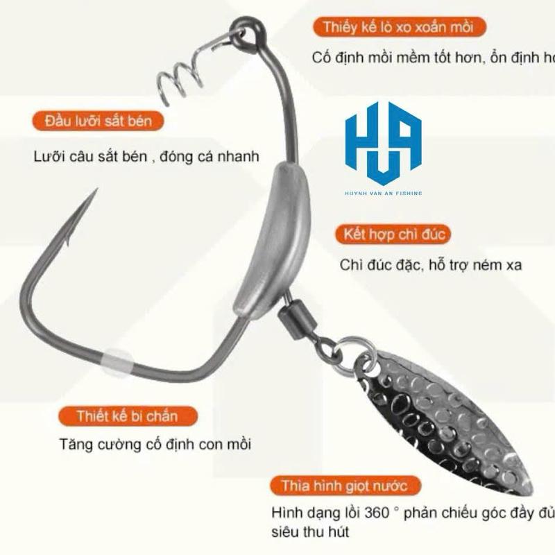 Lưỡi Câu Mồi Mềm GHook Chì Đúc Thìa Xoay – Lưỡi Sắc Bén Câu Cá Lóc, Chẽm, Nheo | Huỳnh Văn An Fishing