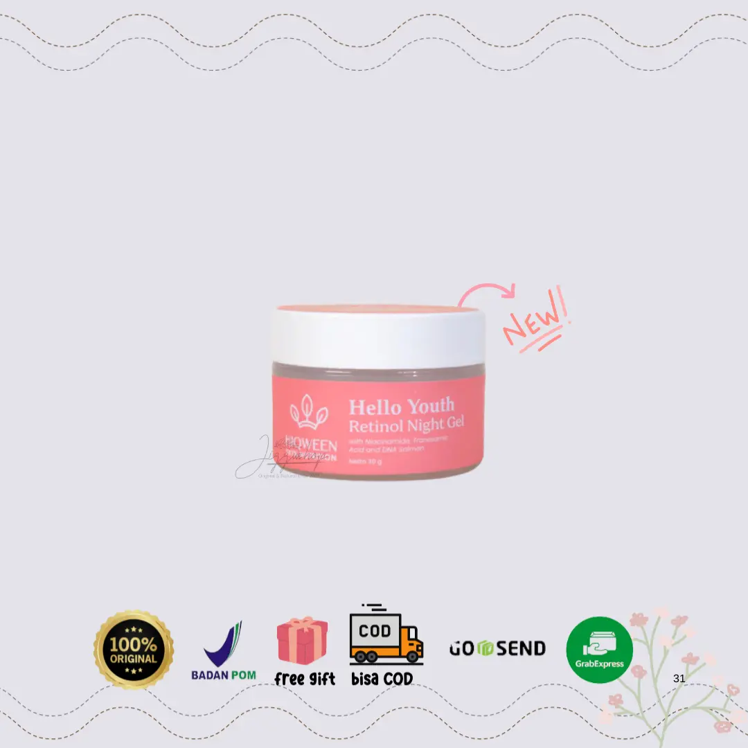 Hiqween Hello Youth Retinol Night Gel REFORMULA - Gel Mask Cream Malam untuk Flek Hitam dan Melasma