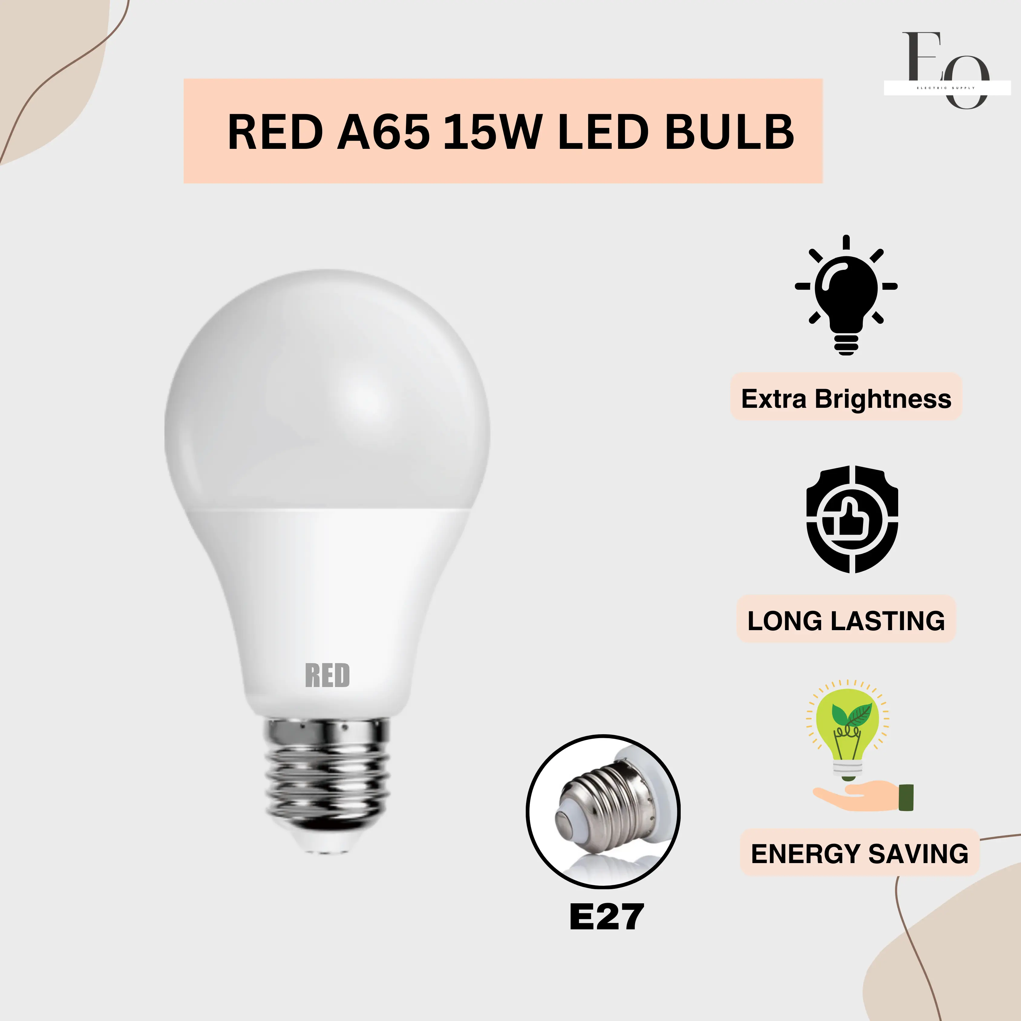 【Extra Bright ！】RED A65 15W Led Bulb DL White Lighting