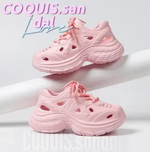 Sandal olahraga wanita, sepatu hiking kasual, sandal populer Korea, sandal hak tinggi, sandal anti air, sandal deodoran, sandal bernapas, sandal terjangkau, sandal karet lembut EVA wanita hitam, merah muda, hijau, kopi,