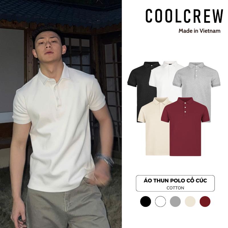 Áo Thun Polo Cổ Cúc COOLCREW Vải Cotton Cao Cấp Co Giãn 2 Chiều Unisex Thời Trang Thu Hè 2025