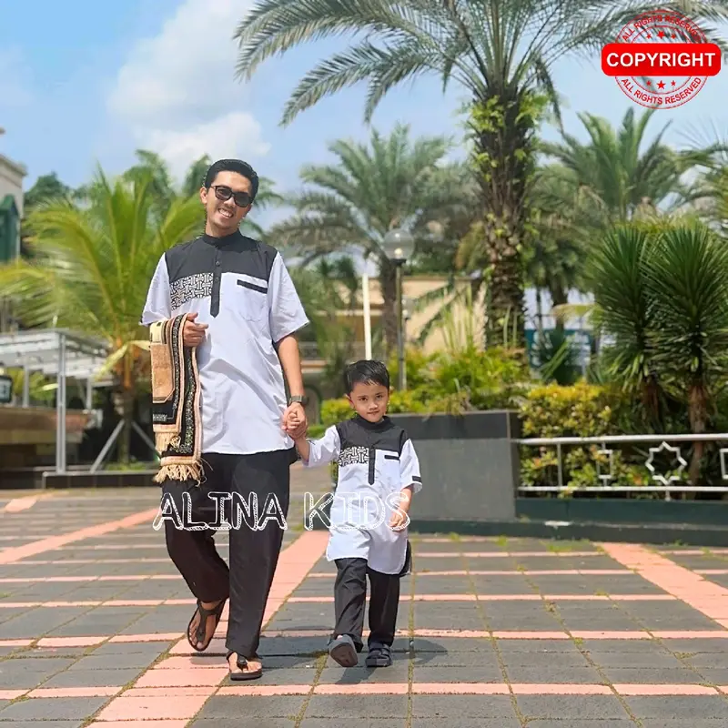 Setelan Koko Couple Pakistan Ayah dan anak Laki-laki 2thn-12thn Model Terbaru kekinian 2025/Bahan Katun micro Premium Grade A 3