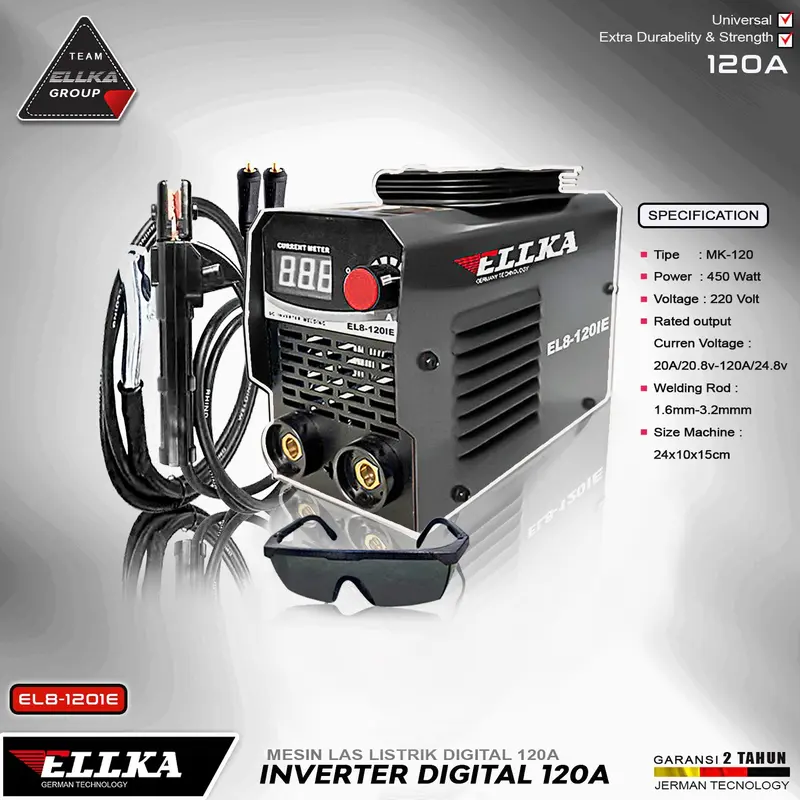 [400 RIBUAN] ELLKA DIGITAL WELDING MACHINE 120A 450W MESIN LAS LISTRIK DIGITAL SET LENGKAP 2