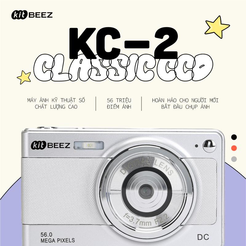  【KiTBEEZ KC-2 Máy Ảnh CCD Retro Chụp Ảnh Siêu Nét - Quay Video HD - Màn Hình 2.8" Rõ Nét - Tự Động Lấy Nét - Trào Lưu Thời Thượng Cho Giới Trẻ 