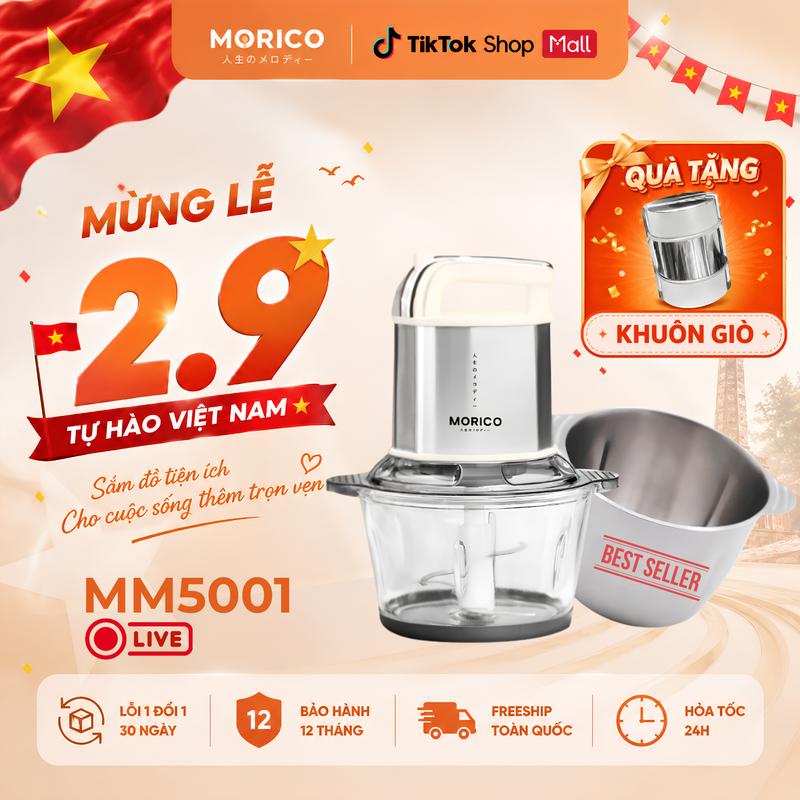 Bộ Máy Xay Thực Phẩm 2 Cối, 2L & 3L MORICO Combo Lưỡi Dao Inox 6/4 cánh - 2…