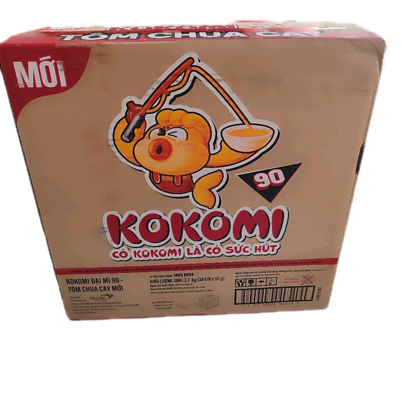 Thùng mì kokomi đại 90g gói thùng 30 gói mì tôm chua cay Miến vị chua mì sinnu mitom chuacay buldak sauce gói
