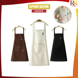 [COD] RR C1353 Celemek Masak Karakter Anti Air Saku Handphone Apron Dapur Chef Barista Tebal / Apron Waterproof Celemek Masak Dapur Pria Wanita