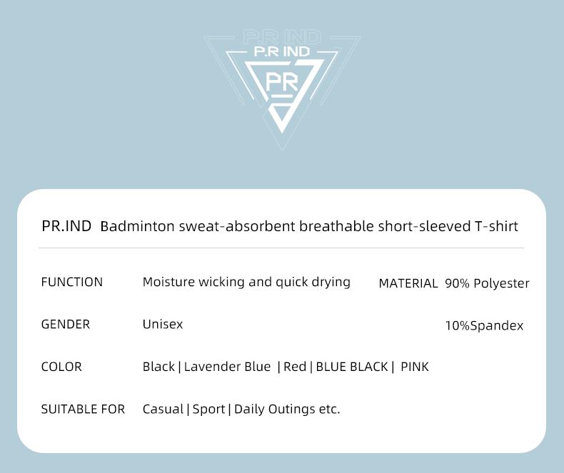 Product Introduction of 【DRY-FIT STYLE】Kaos Olahraga Badminton Gym Breathable Original PK777 - P.R IND Sports Jersey Training Shirt (Purui/PR) - Tiffany Green Black/Pink/Black White - S-3XL 9