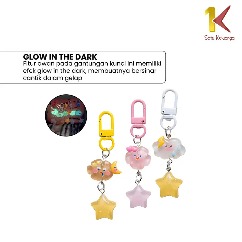 [COD] SK C1160 Keychain Gantungan Kunci Awan Bintang Kilat Lucu 1