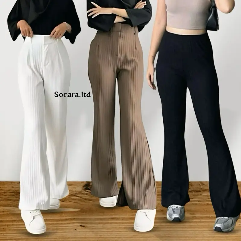 CELANA CUTBRAY KNIT Premium Highwaist Panjang Nyaman Wanita - Motif Knit Elegan flare pants 1