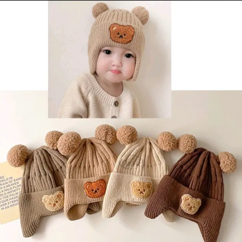 Topi Kupluk Bayi Bear Korea (0-1 tahun) Hitam Kuning 0