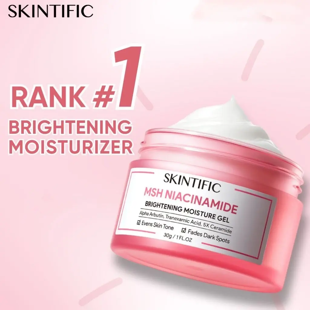 SKINTIFIC MSH Niacinamide Brightening Moisture Gel for Glowing Skin and Dark Spot Fading - Comfort, Skincare Moisturizer Arbutin Calming Clear